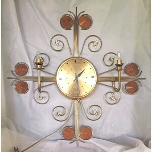 Mid Century United 24" Starburst Sunburst Wall Clock Retro 1960's